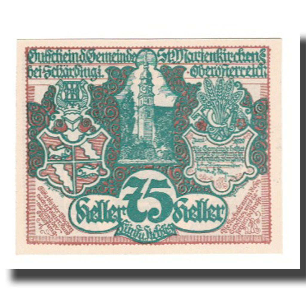 Biljet, Oostenrijk, St. Marienkirchen bei Schärding O.Ö. Gemeinde, 75 Heller