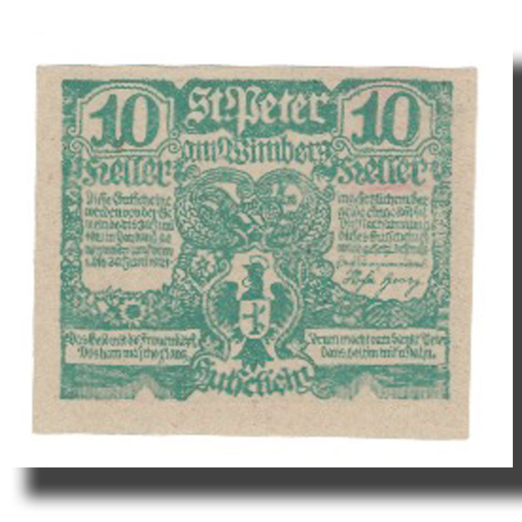 Banconote, Austria, St. Peter am Wimberg O.Ö. Gemeinde, 10 Heller, personnage
