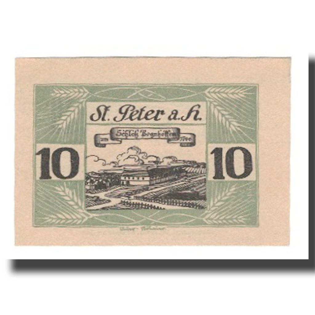 Billet, Autriche, St. Peter am Hart O.Ö. Gemeinde, 10 Heller, paysage, 1920