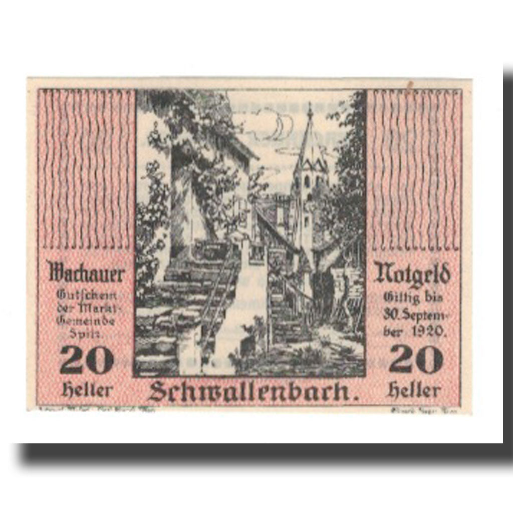 Biljet, Oostenrijk, Wachauer Notgeld Schwallenbach N.Ö. Gemeinde, 20 Heller
