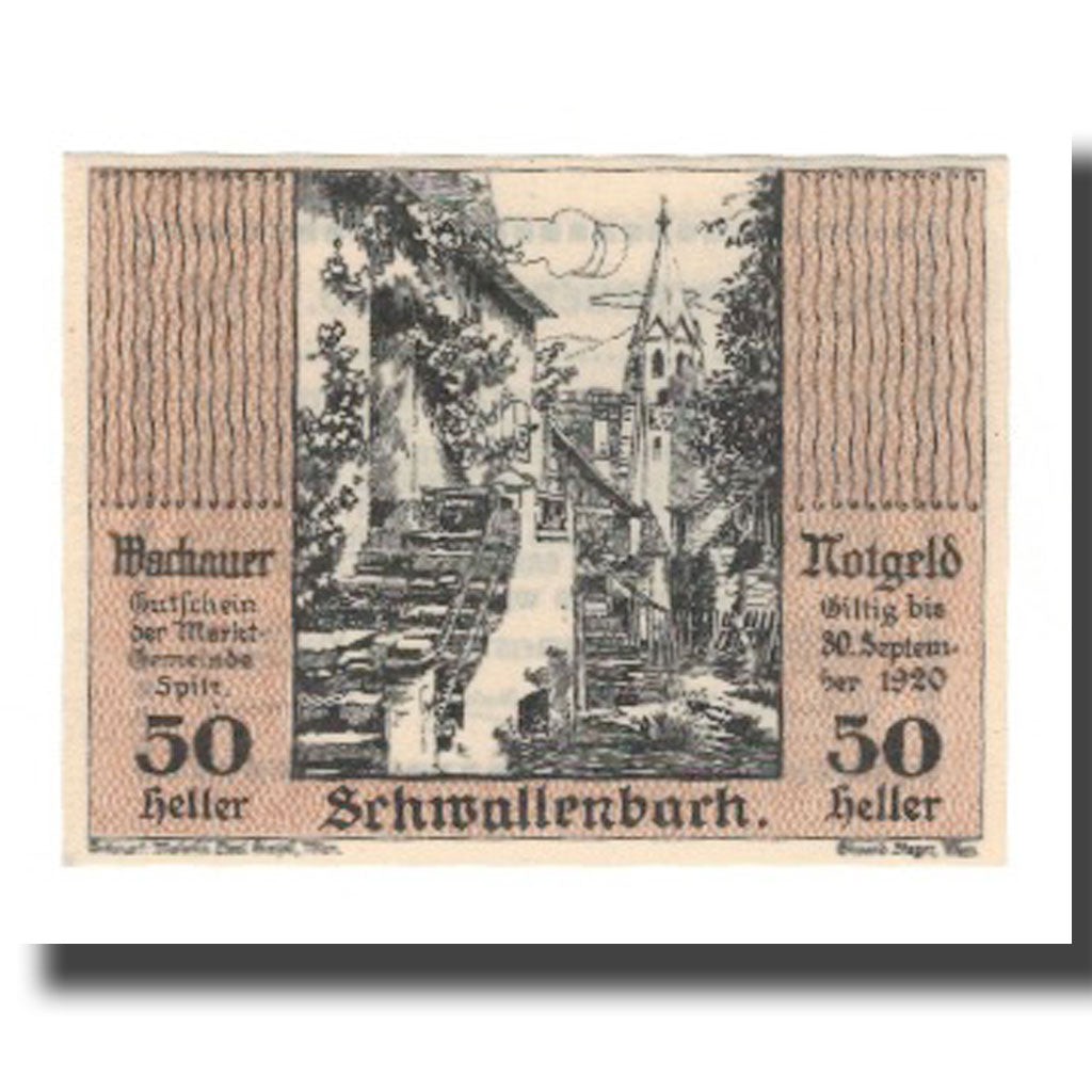 Biljet, Oostenrijk, Wachauer Notgeld Schwallenbach N.Ö. Gemeinde, 50 Heller
