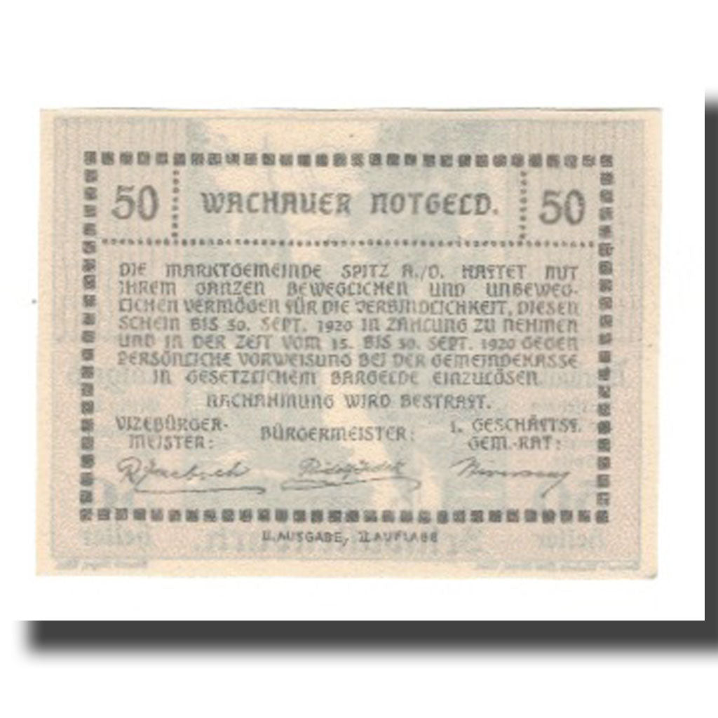 Biljet, Oostenrijk, Wachauer Notgeld Schwallenbach N.Ö. Gemeinde, 50 Heller
