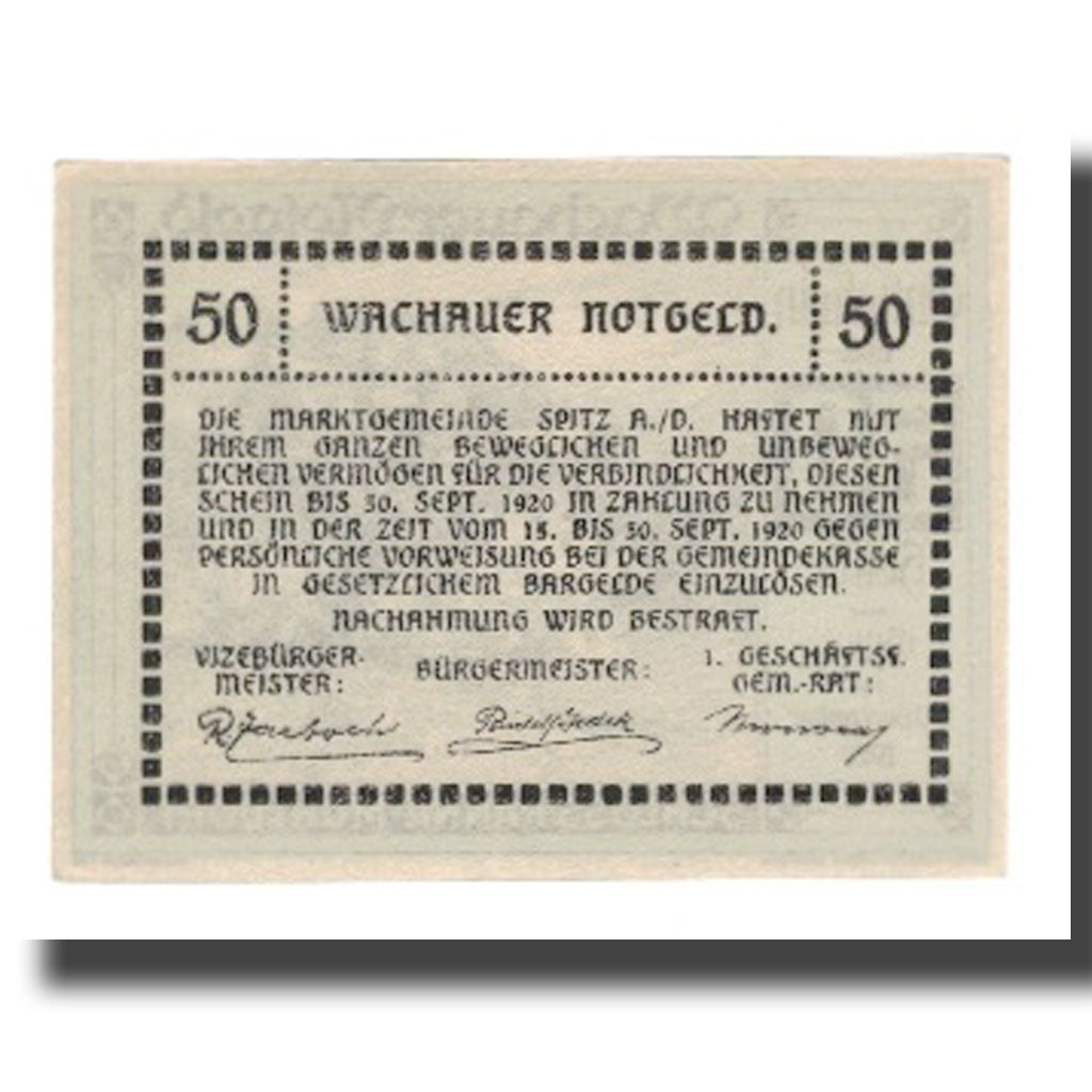 Geldschein, Österreich, Wachauer Notgeld Schloß Ranna-Mühldorf Gemeinde, 50