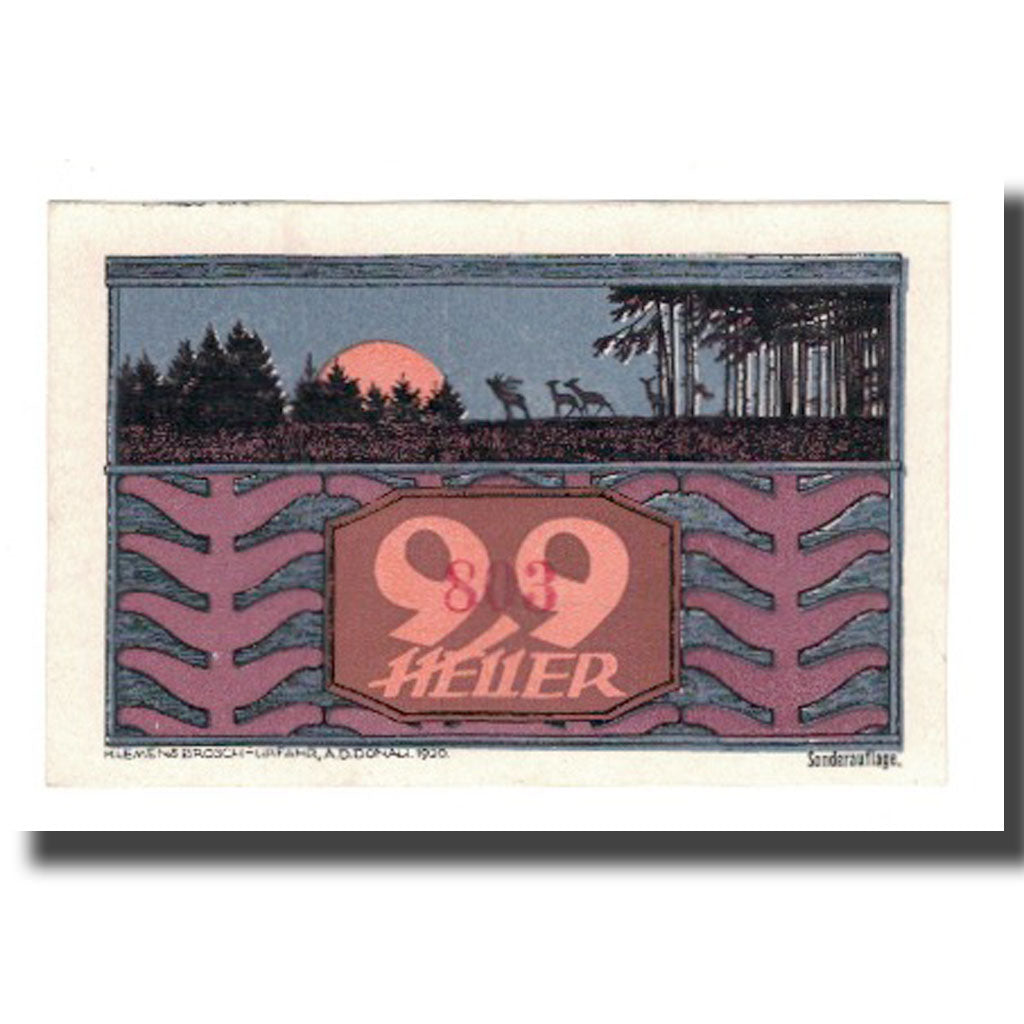 Billet, Autriche, St. Johann am Walde O.Ö. Gemeinde, 99 Heller, Texte, 1921