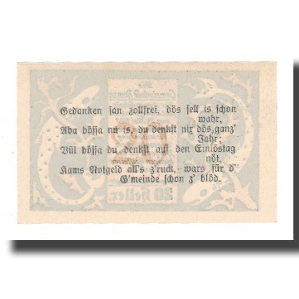 Banknote, Austria, St. Roman O.Ö. Gemeinde, 20 Heller, Texte, 1920, AU(55-58)