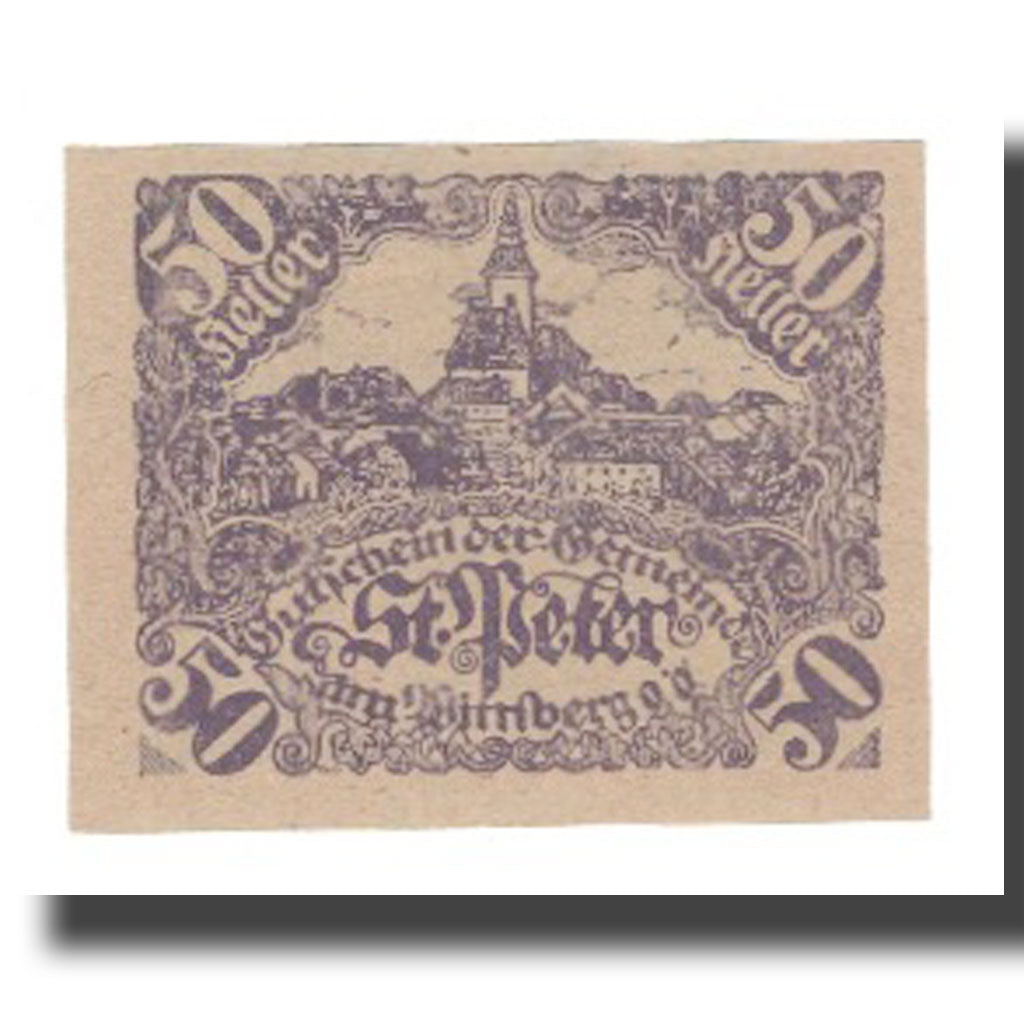 Banknote, Austria, St. Peter am Wimberg O.Ö. Gemeinde, 50 Heller, Texte, 1921