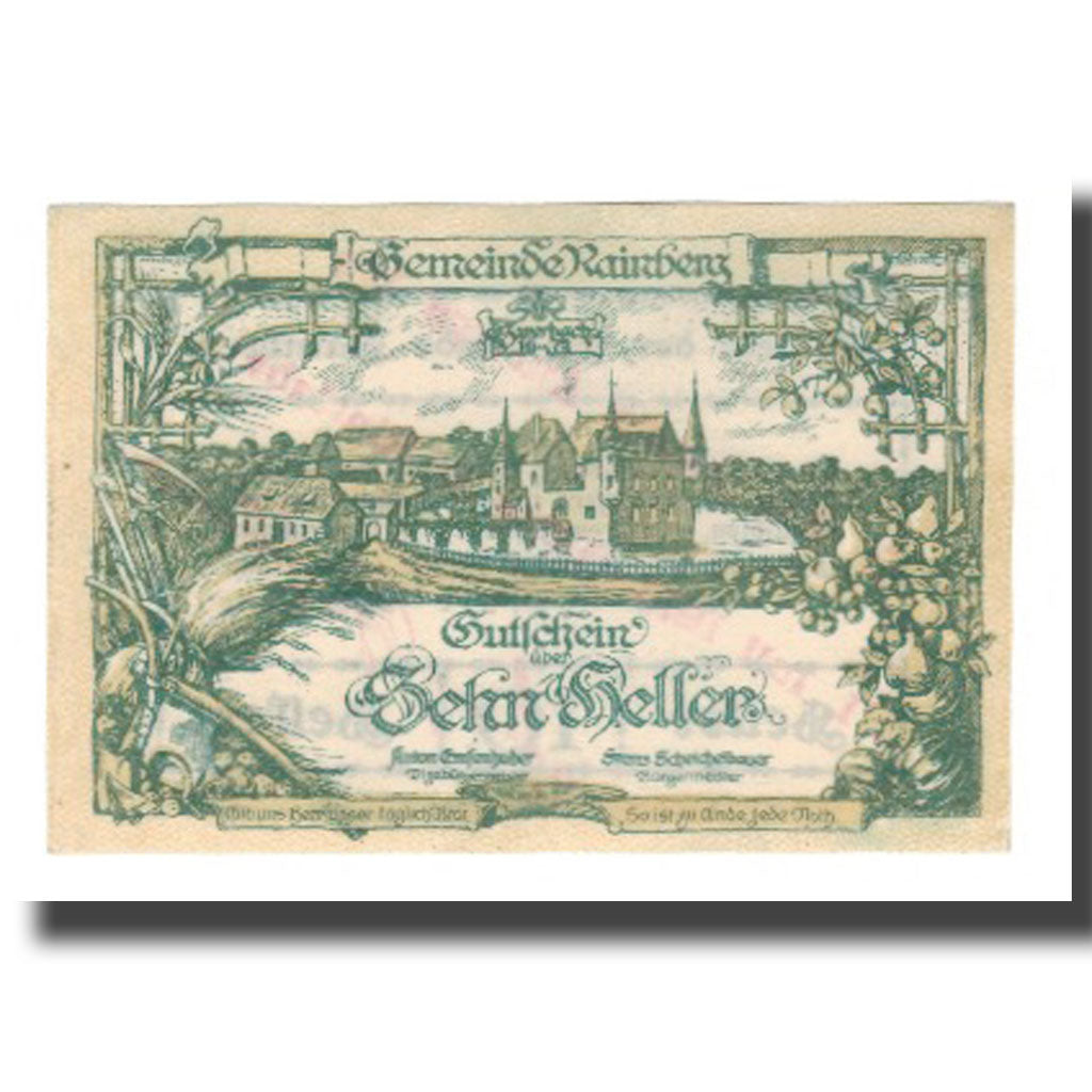 Banknote, Austria, Rainberg N.Ö. Gemeinde, 10 Heller, texte 1, 1920