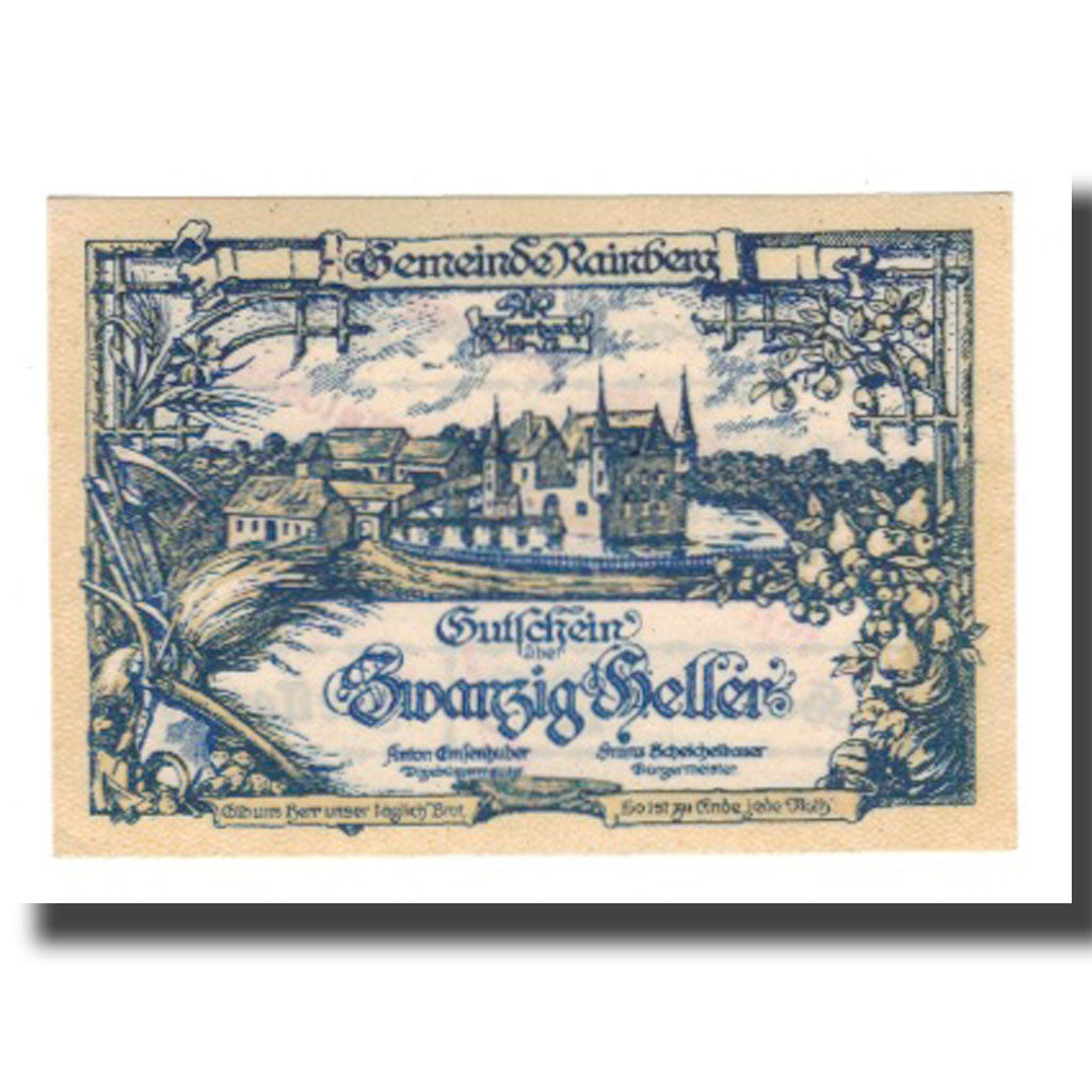 Banknote, Austria, Rainberg N.Ö. Gemeinde, 20 Heller, texte 1, 1920