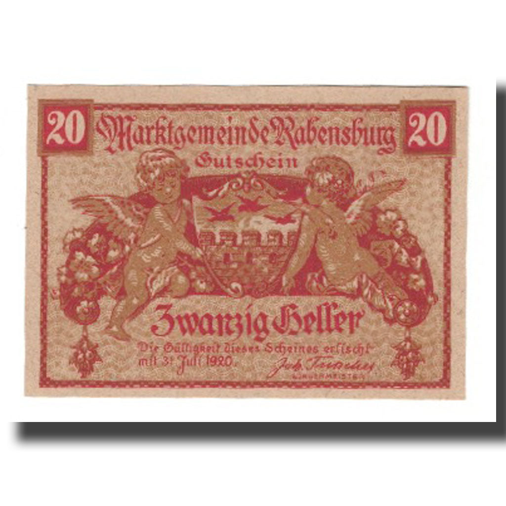 Banknote, Austria, Rabensburg N.Ö. Marktverwaltung, 20 Heller, N.D, 1920
