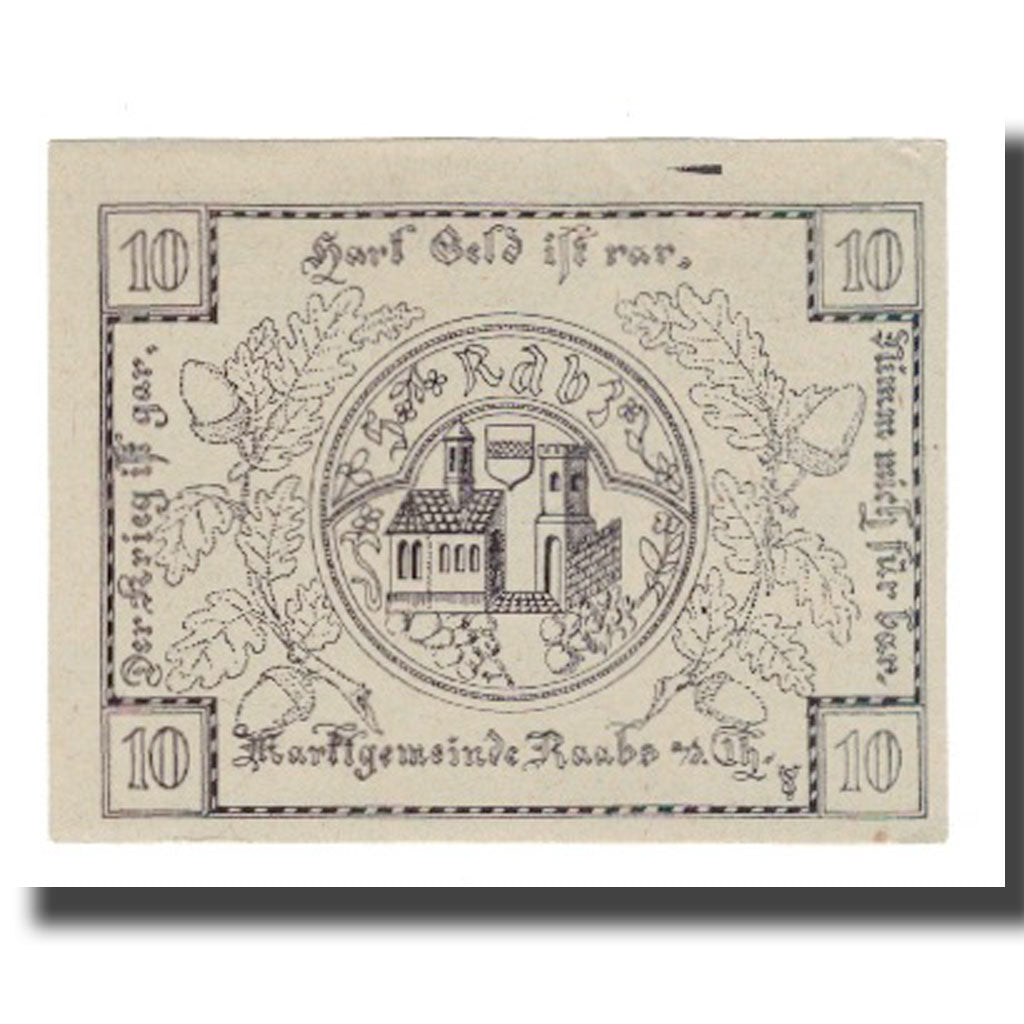 Banknote, Austria, Raabs N.Ö. Marktgemeinde, 10 Heller, batiment 1, 1920