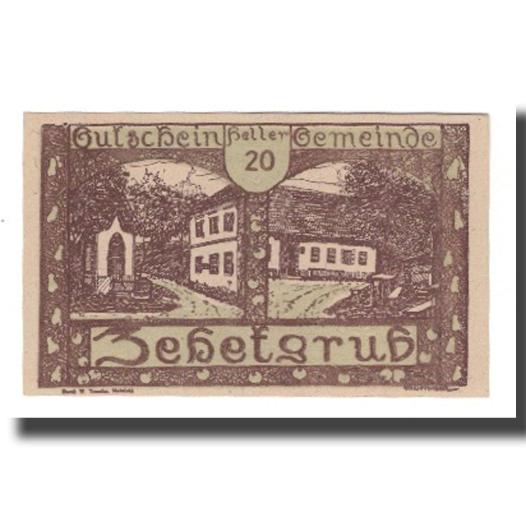 Banknot, Austria, Zehetgrub N.Ö. Gemeinde, 20 Heller, Texte, 1920, 1920-10-30