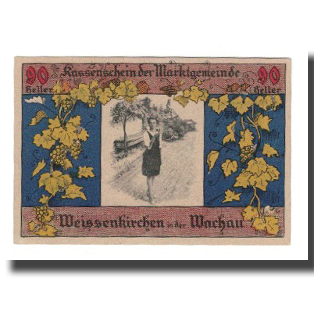 Banknot, Austria, Weissenkirchen in der Wachau N.Ö. Marktgemeinde, 90 Heller