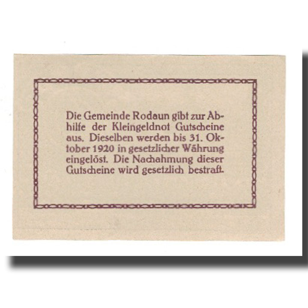Banknote, Austria, Rodaun N.Ö. Gemeinde, 10 Heller, Texte, 1920, 1920-10-31