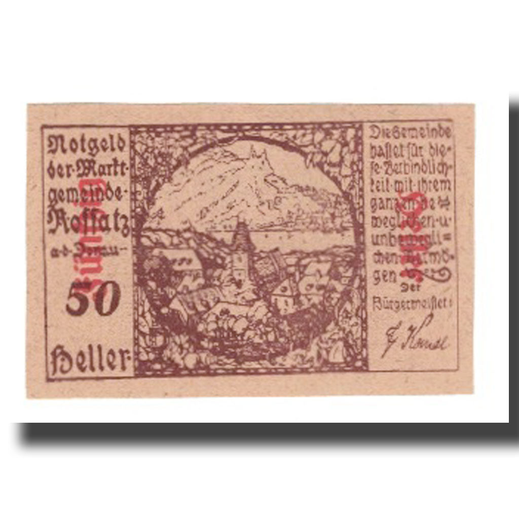 Geldschein, Österreich, Rossatz in der Wachau N.Ö. Marktgemeinde, 50 Heller