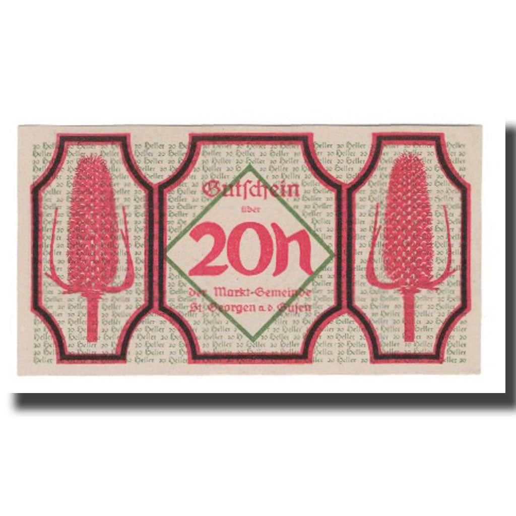Banknote, Austria, St. Georgen an der Gusen O.Ö. Gemeinde, 20 Heller, Texte