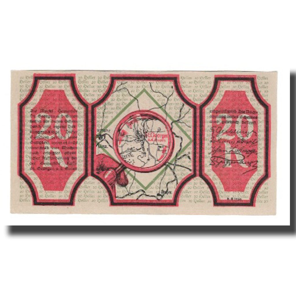 Banknote, Austria, St. Georgen an der Gusen O.Ö. Gemeinde, 20 Heller, Texte