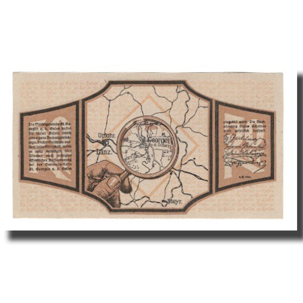 Banknote, Austria, St. Georgen an der Gusen O.Ö. Gemeinde, 50 Heller, Texte