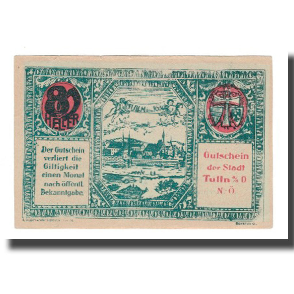 Banknote, Austria, Tulln N.Ö. Stadtgemeinde, 80 Heller, Texte, AU(55-58)