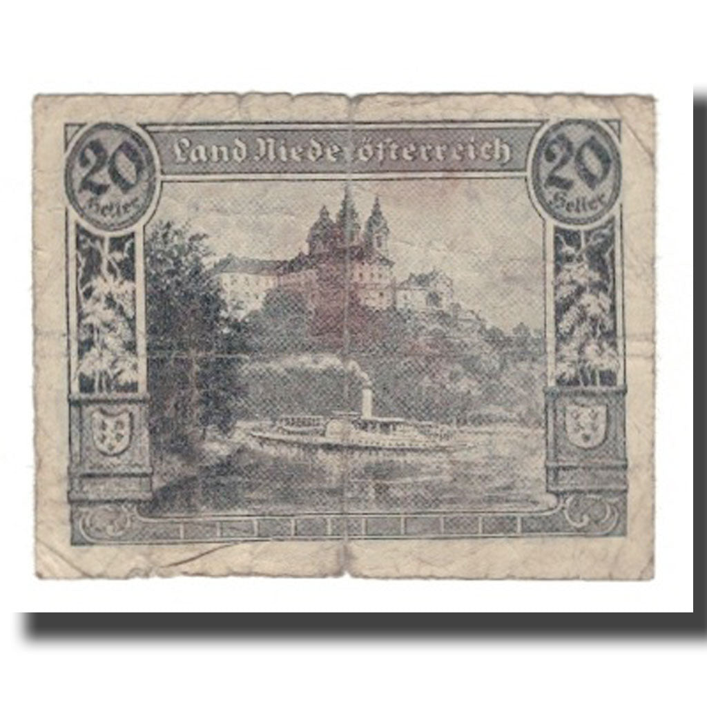 Banknote, Austria, Niederösterreich N.Ö. Land, 20 Heller, Texte, 1920