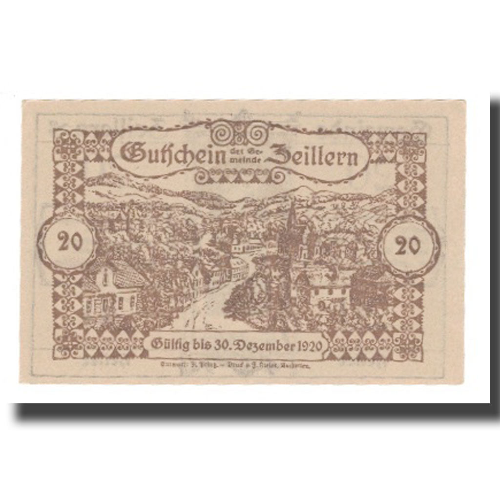 Banknote, Austria, Zeillern N.Ö. Gemeinde, 20 Heller, paysage, 1920