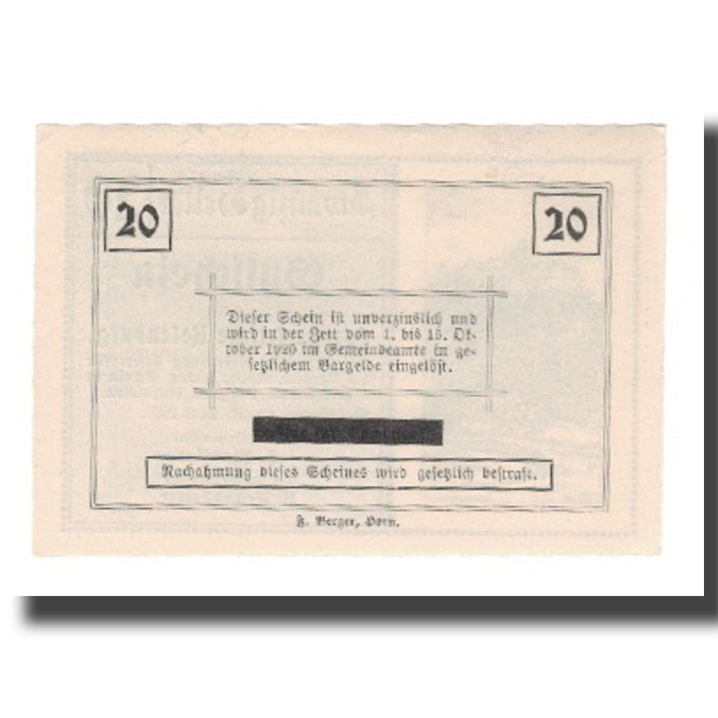 Banknote, Austria, Rosenburg N.Ö. Gemeinde, 20 Heller, Texte, 1920, 1920-10-15
