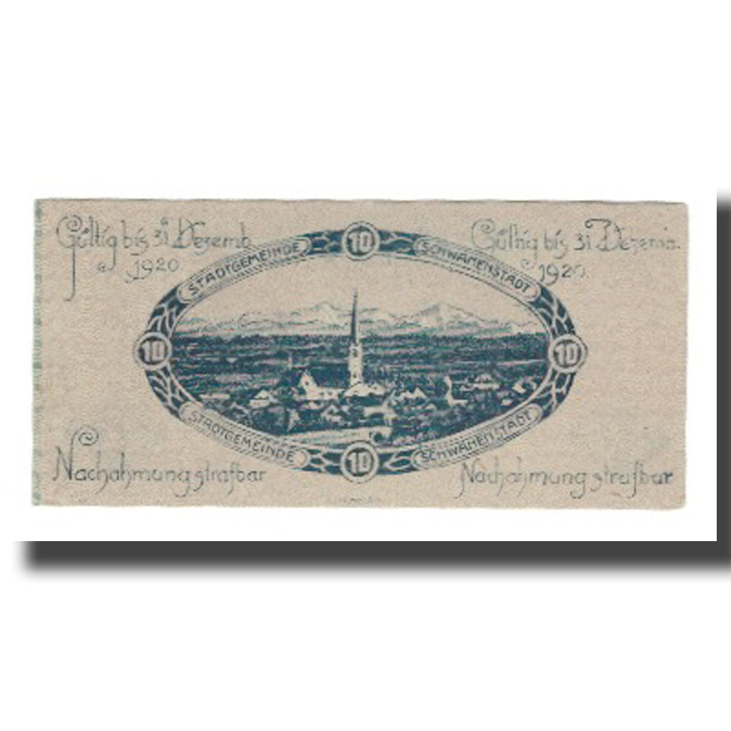 Banknote, Austria, Schwanenstadt O.Ö. Stadtgemeinde, 10 Heller, paysage, 1920