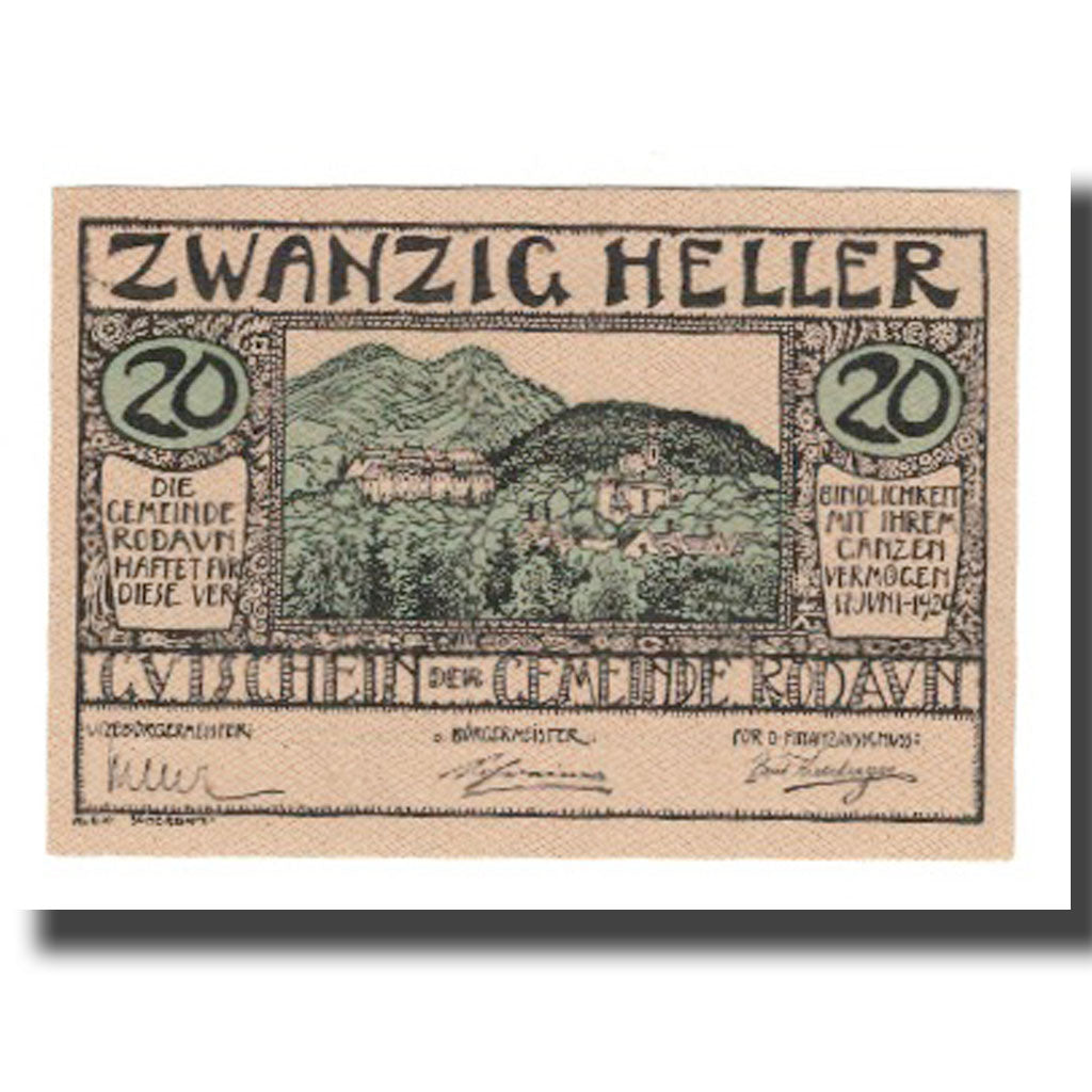 Banknote, Austria, Rodaun N.Ö. Gemeinde, 20 Heller, Texte, 1920, 1920-11-30