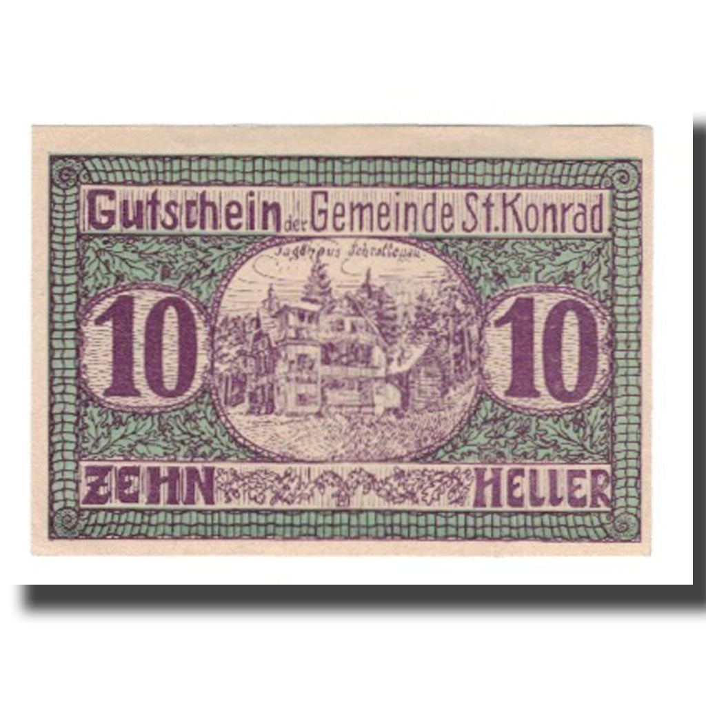 Biljet, Oostenrijk, St. Konrad O.Ö. Gemeinde, 10 Heller, Texte, SUP, Mehl:FS