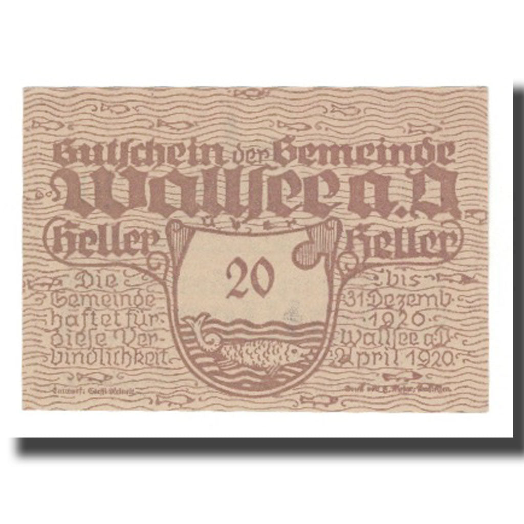Billet, Autriche, Wallsee N.Ö. Gemeinde, 20 Heller, valeur faciale, 1920