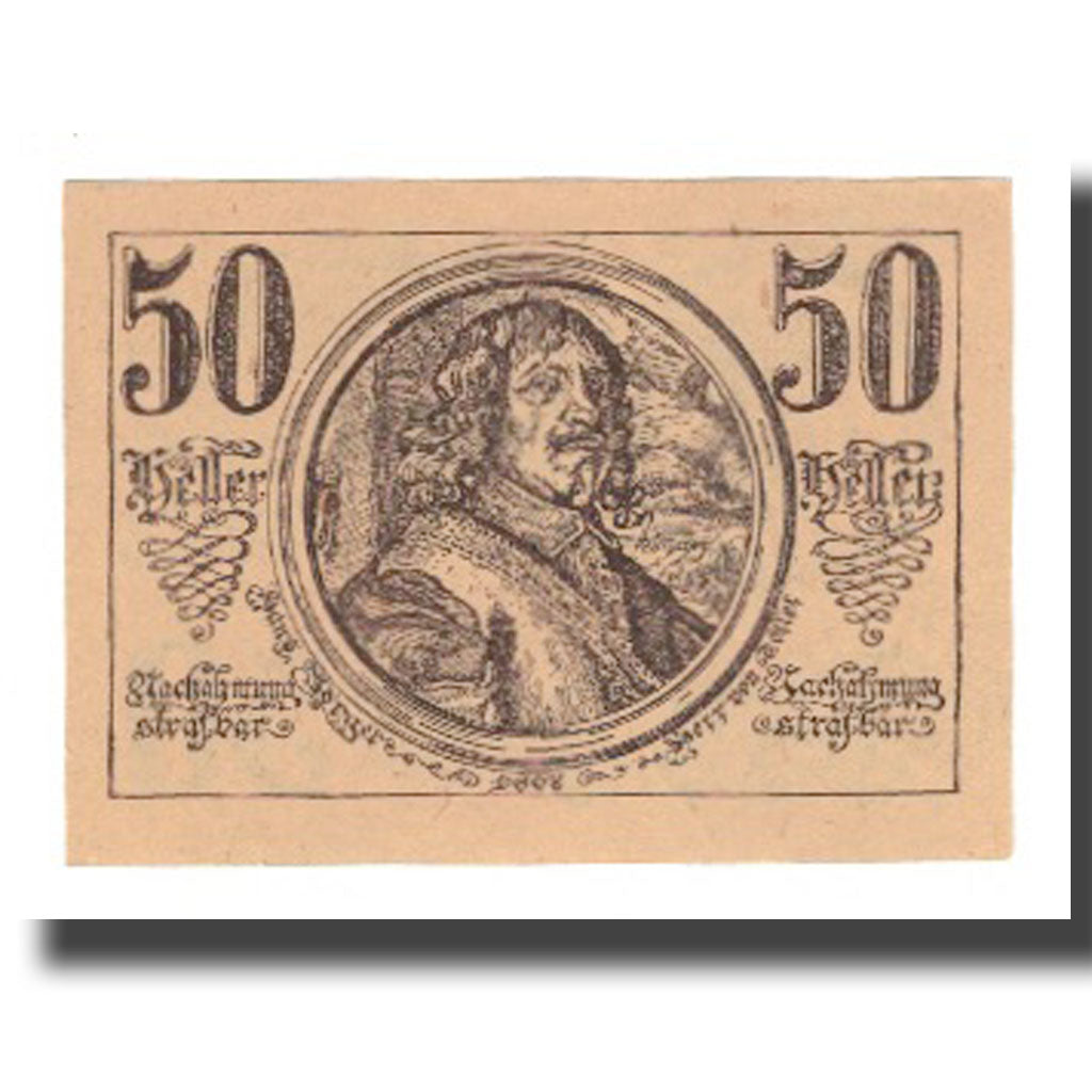 Biljet, Oostenrijk, St. Georgen und Tollet O.Ö. Gemeinden, 50 Heller, portrait