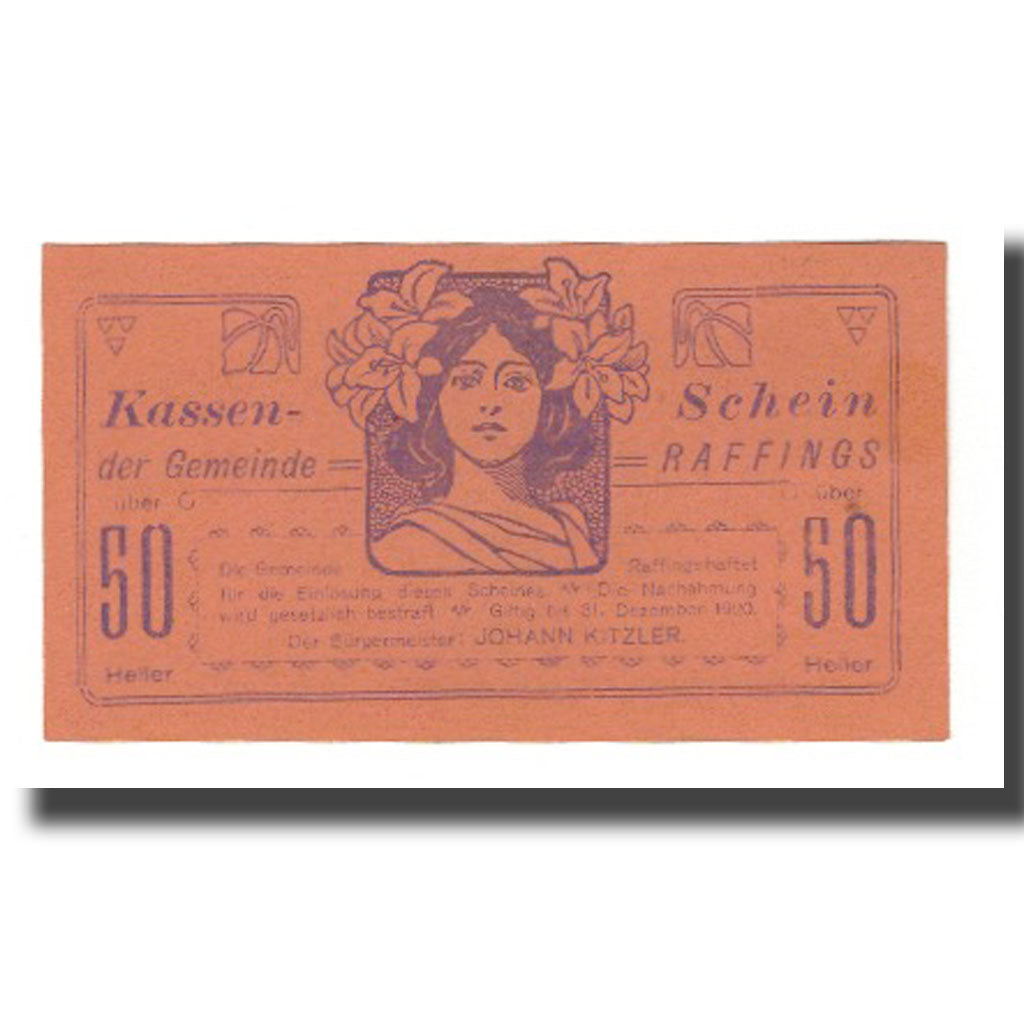 Billet, Autriche, Raffings N.Ö. Gemeinde, 50 Heller, valeur faciale, 1920