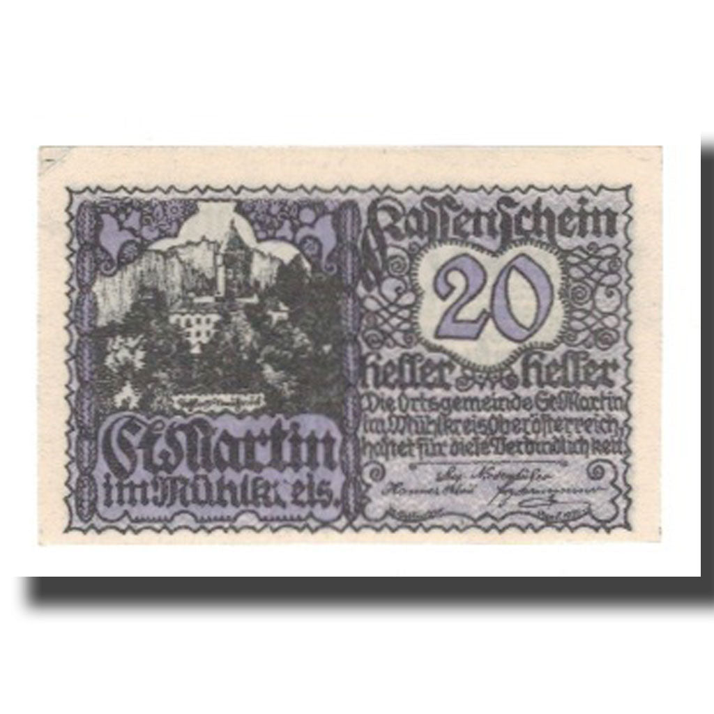 Geldschein, Österreich, St. Martin im Mühlkreis O.Ö. Gemeinde, 20 Heller
