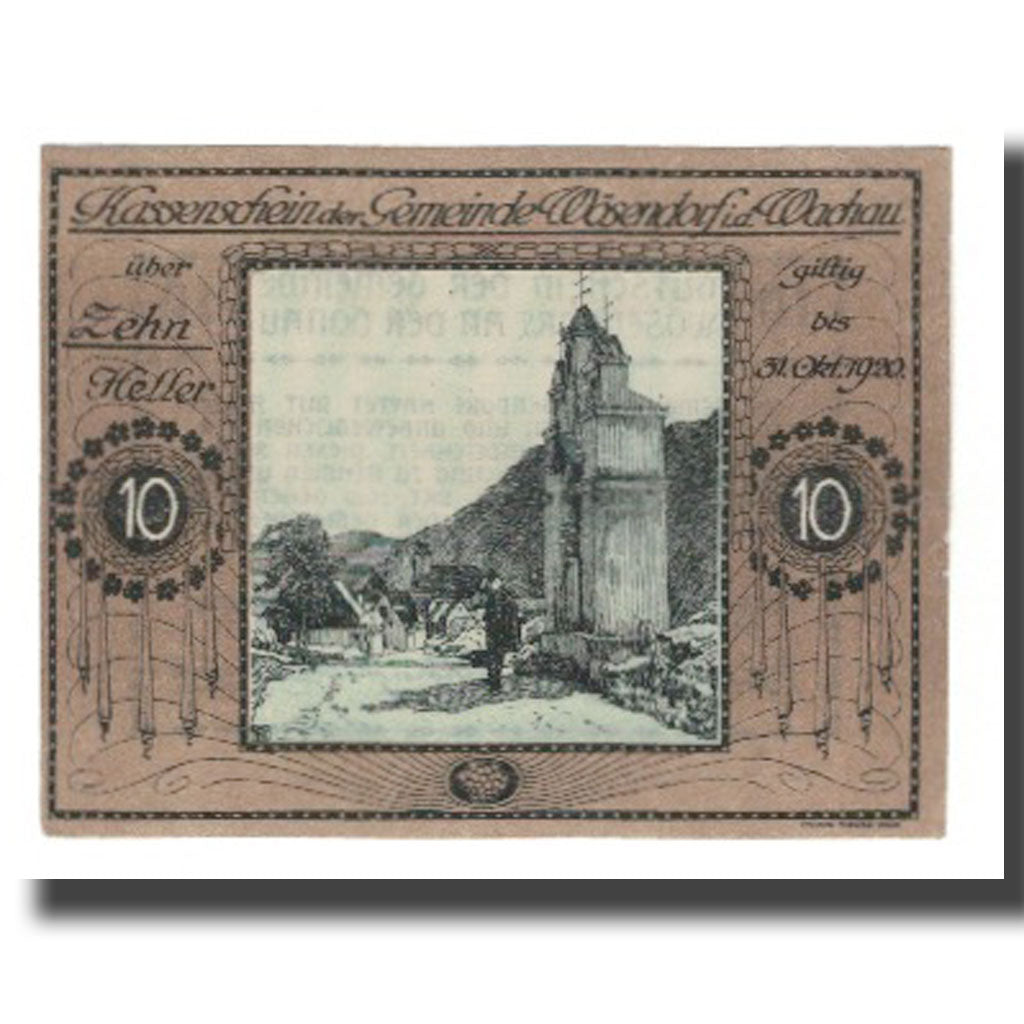 Banknote, Austria, Wösendorf N.Ö. Gemeinde, 10 Heller, Texte, 1920