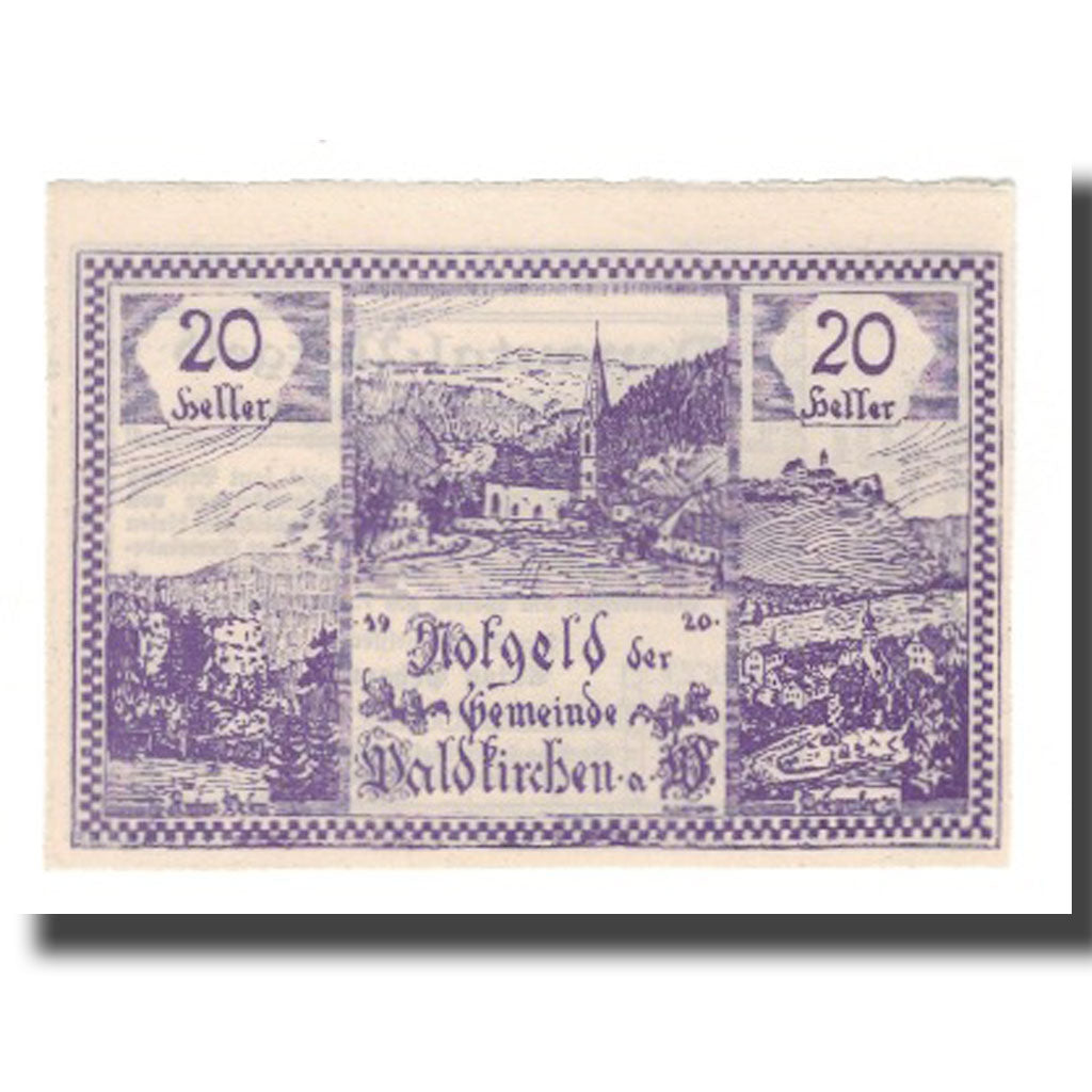 Banknote, Austria, Waldkirchen Am Wesen O.Ö. Gemeinde, 20 Heller, Texte, 1920