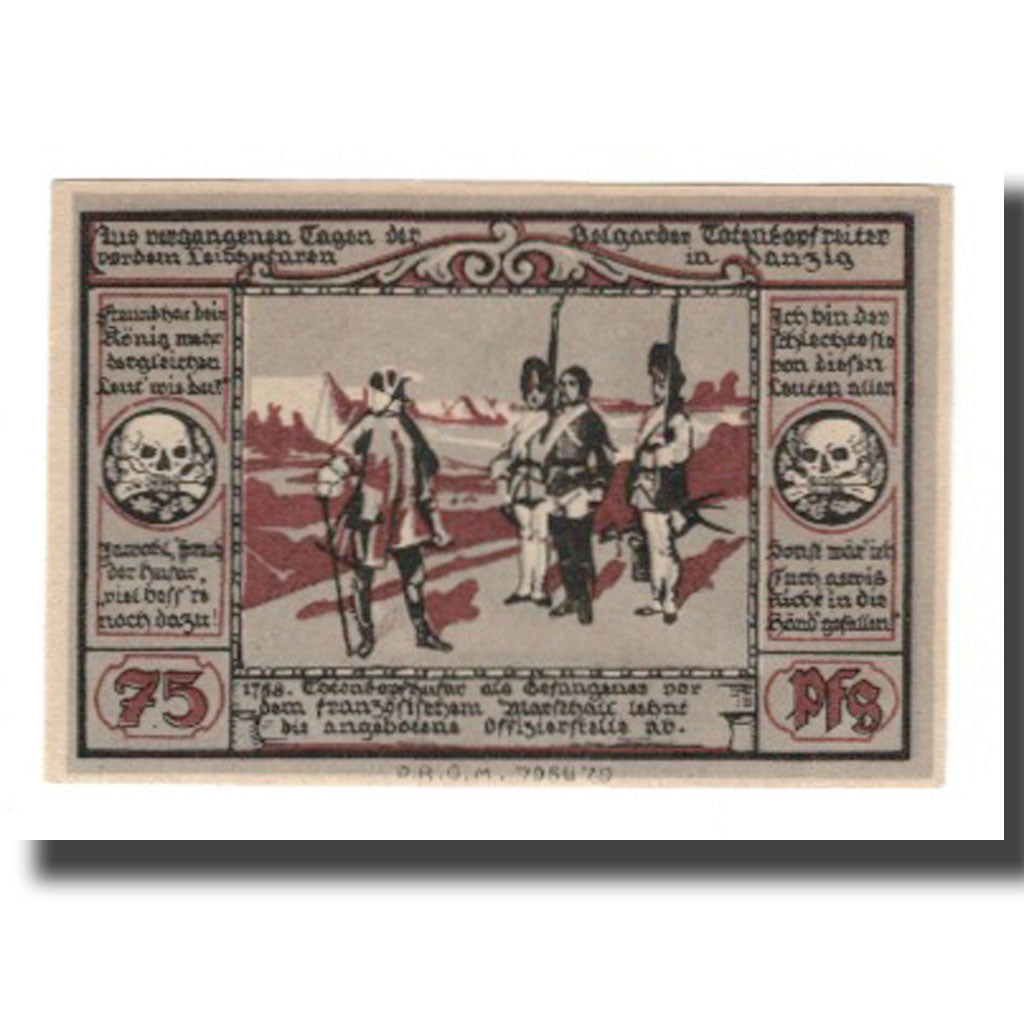 Geldschein, Deutschland, Belgard a. Persante Stadt, 75 Pfennig, personnage, VZ