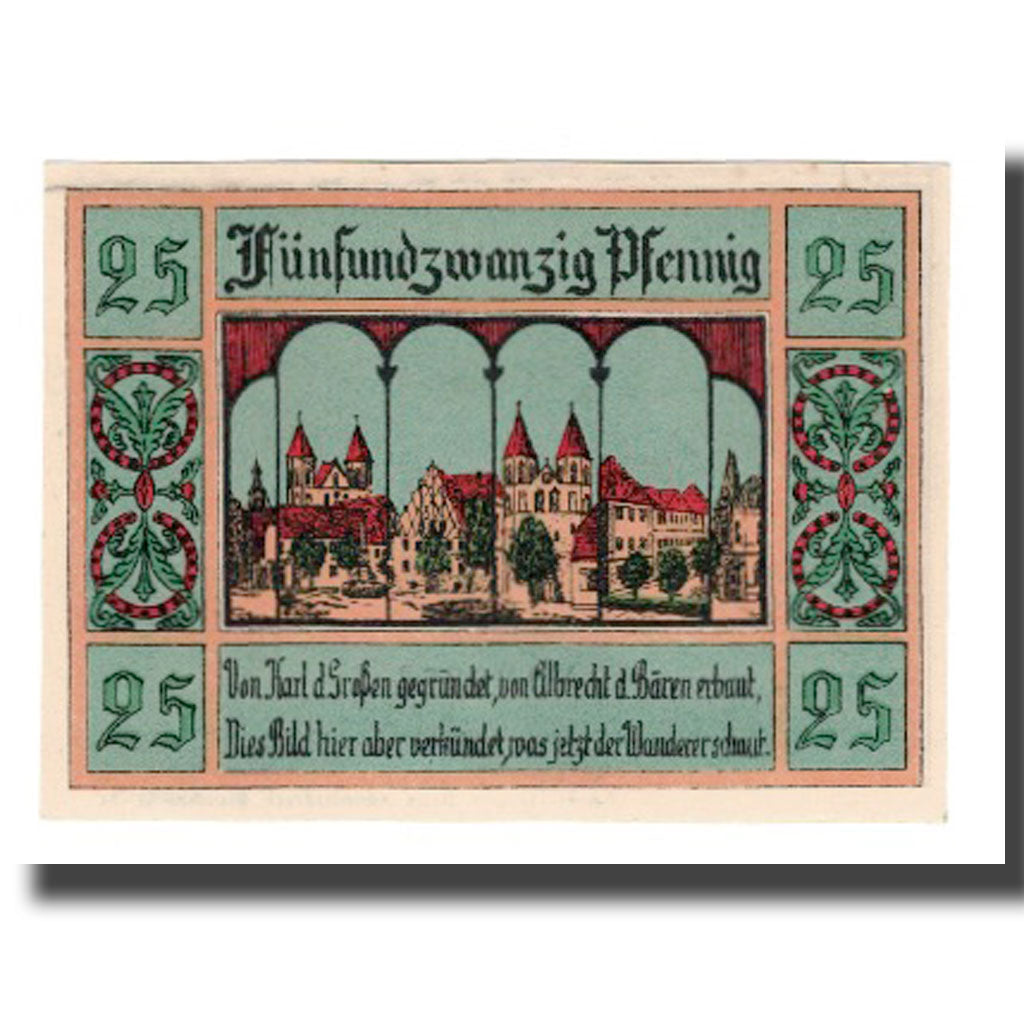 Banknote, Germany, Aken Stadt, 25 Pfennig, paysage, 1921, AU(55-58), Mehl:8.1