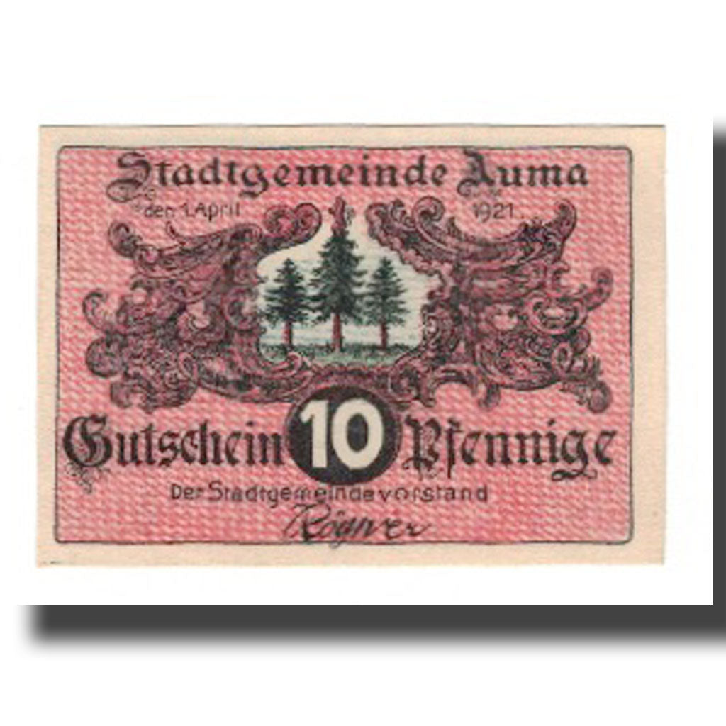 Banknote, Germany, Auma Stadt, 10 Pfennig, personnage, 1921, 1921-04-01