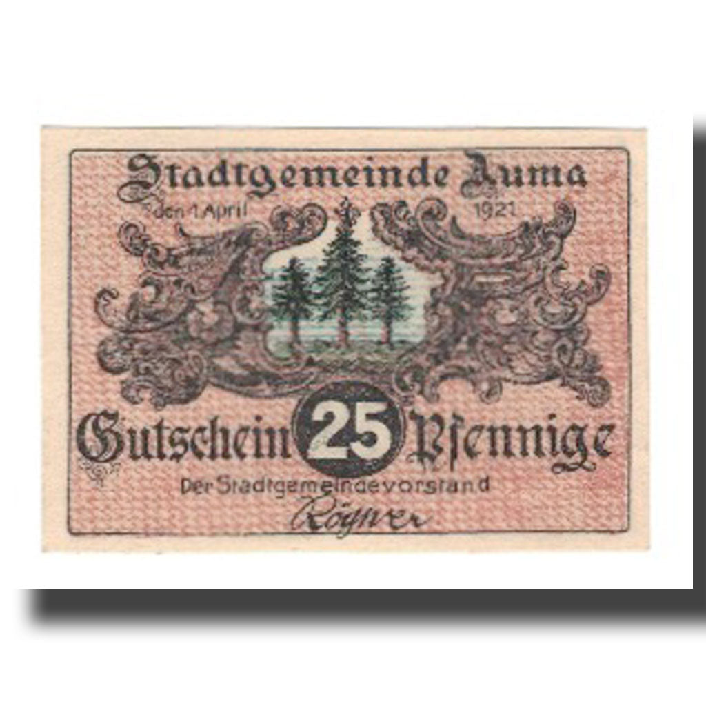 Billet, Allemagne, Auma Stadt, 25 Pfennig, personnage, 1921, 1921-04-01, SUP