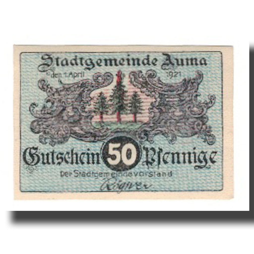 Billet, Allemagne, Auma Stadt, 50 Pfennig, personnage, 1921, 1921-04-01, SUP