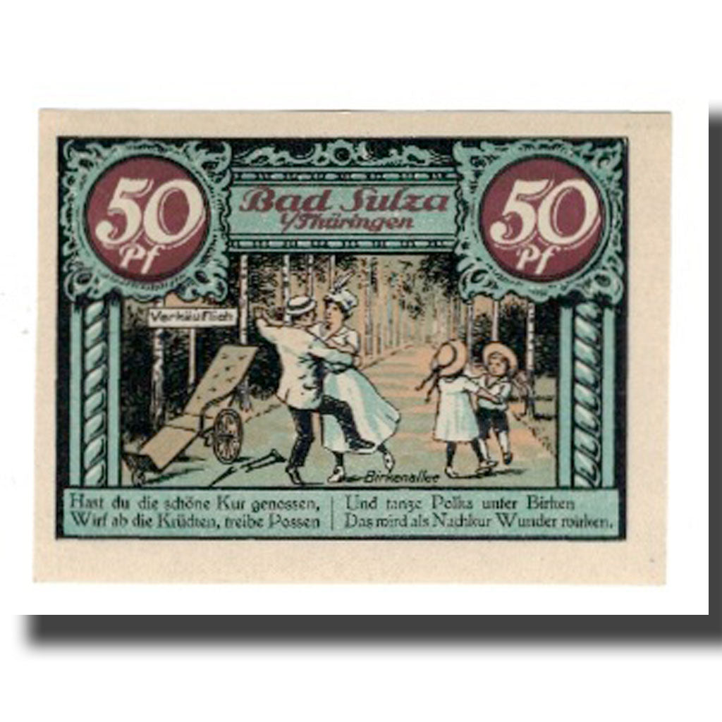 Banconote, Germania, Sulza Bad Stadt, 50 Pfennig, personnage, 1922, 1922-12-31