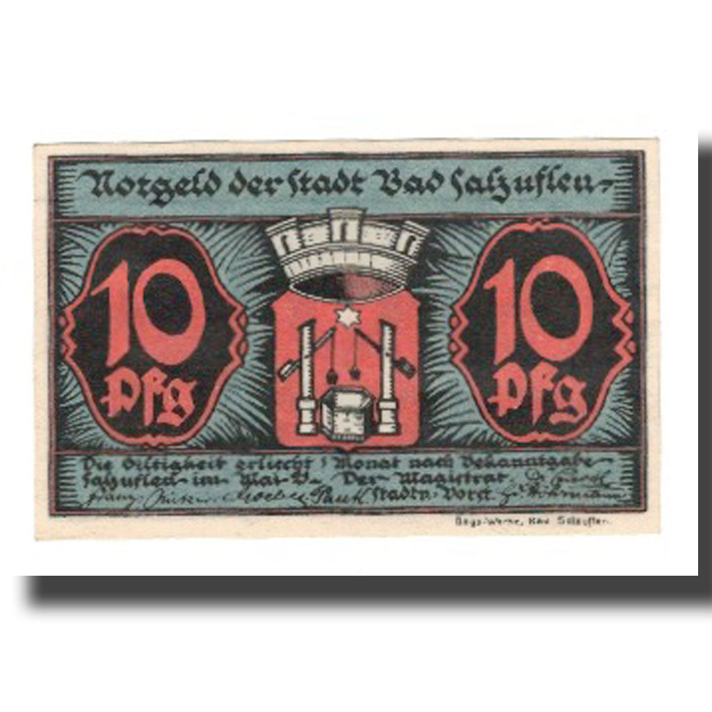 Banknot, Niemcy, Salzuflen, Bad Stadt, 10 Pfennig, valeur faciale 1, 1921