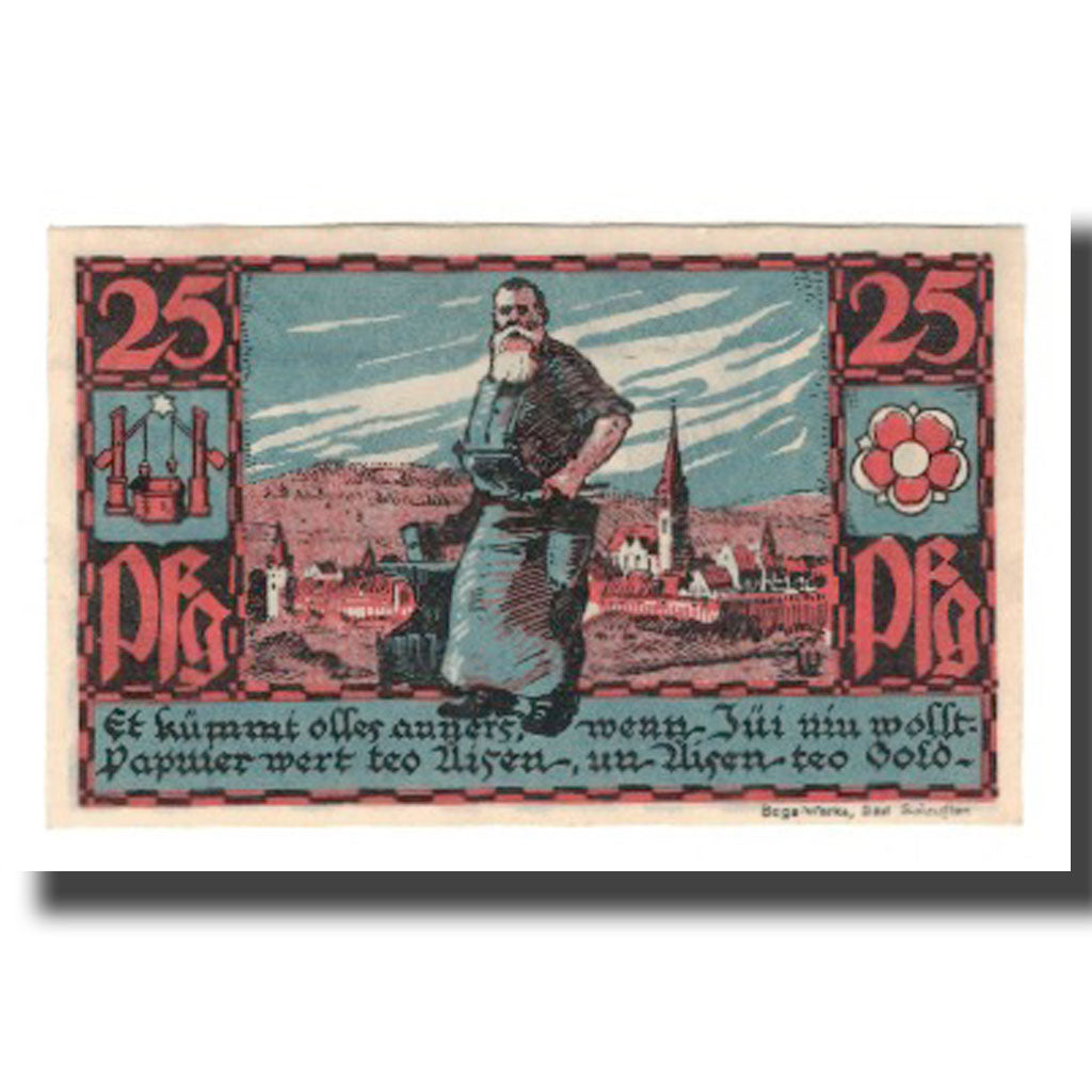 Banknote, Germany, Salzuflen, Bad Stadt, 25 Pfennig, personnage 1, 1921
