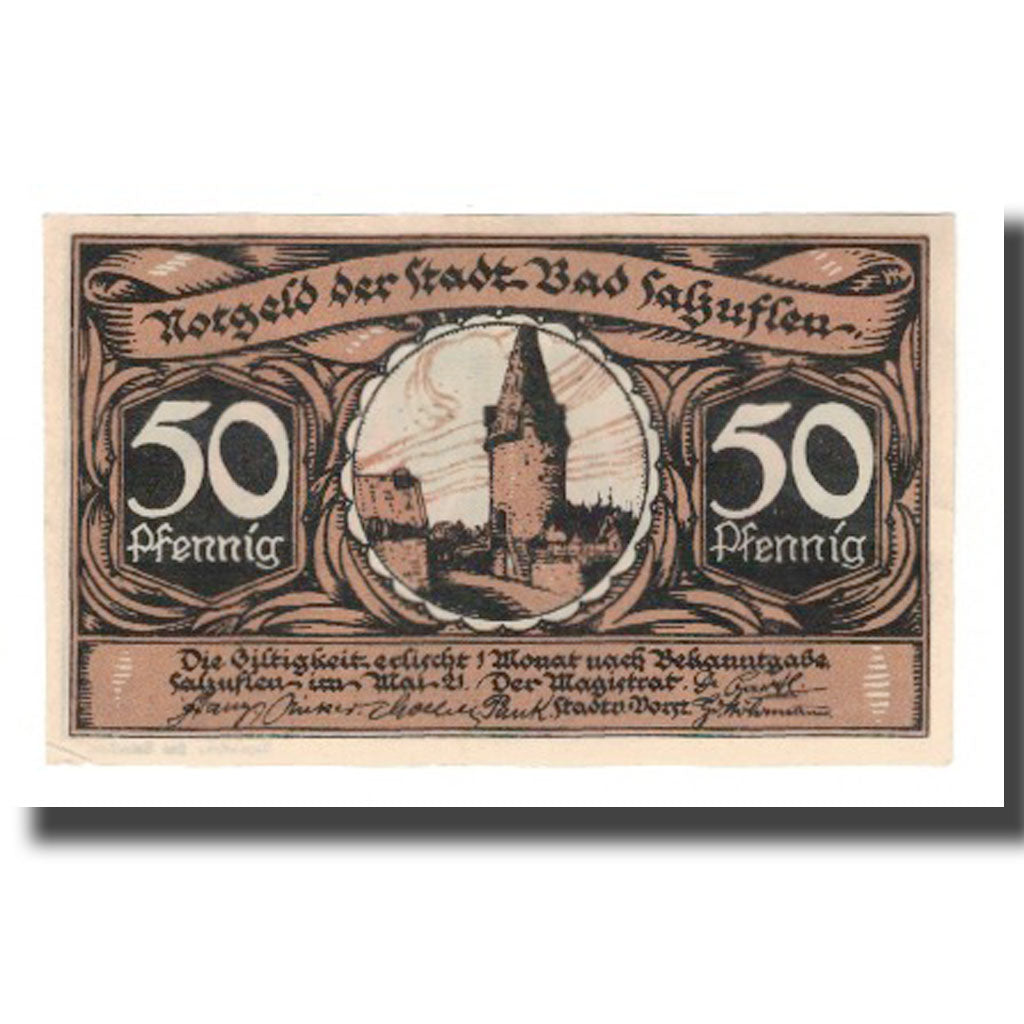 Banknote, Germany, Salzuflen, Bad Stadt, 50 Pfennig, personnage 2, 1921