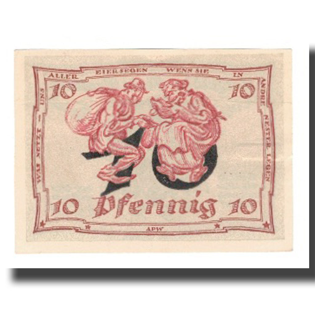 Banknote, Germany, Urastadt, 10 Pfennig, personnage, 1921, AU(55-58)