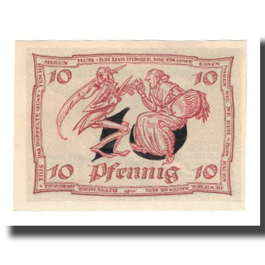 Billet, Allemagne, Urastadt, 10 Pfennig, personnage 2, 1921, SUP