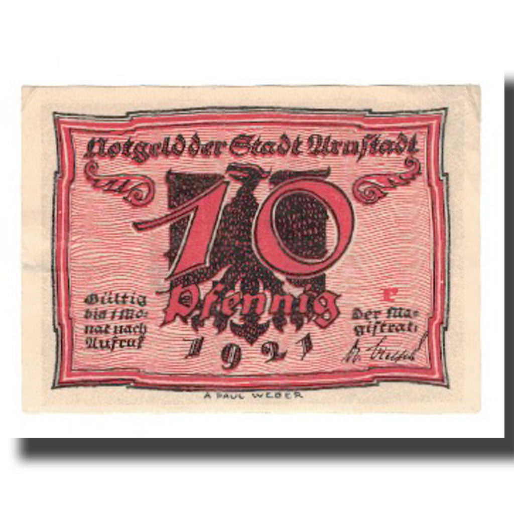 Billet, Allemagne, Urastadt, 10 Pfennig, personnage 3, 1921, SUP