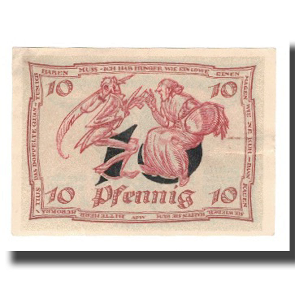 Billet, Allemagne, Urastadt, 10 Pfennig, personnage 3, 1921, SUP