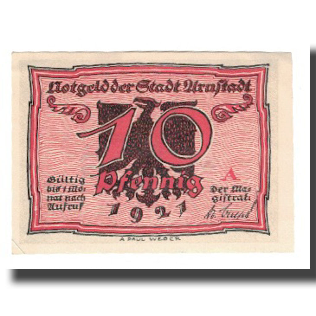 Banknote, Germany, Urastadt, 10 Pfennig, personnage 4, 1921, AU(55-58)