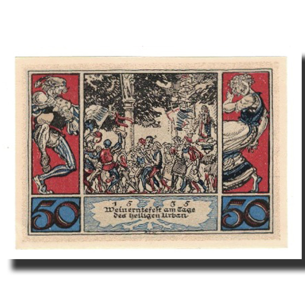 Banknote, Germany, Urastadt, 50 Pfennig, personnage, 1921, AU(55-58)