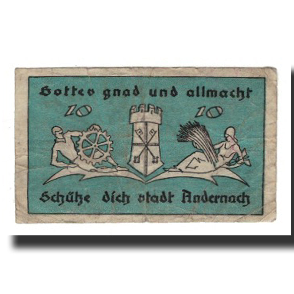 Billet, Allemagne, Andernach Stadt, 10 Pfennig, personnage, 1920, 1920-04-01
